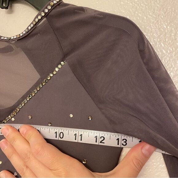 Reverence solo gray Custom rhinestoned dance costume long sleeve PXS (adult XS) - Picture 10 of 12